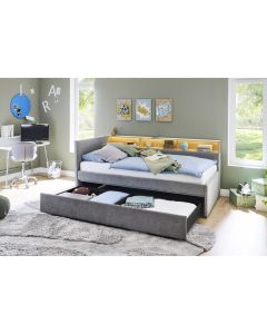 Gestoffeerd Opbergbed Uno 140 x 200 Grijs/Eiken
