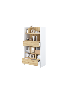 Bed Concept boekenkast breed H178 Wit - Ambachtelijk eik