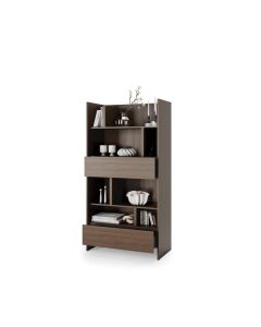 Bed Concept boekenkast breed H178 Bruin / Donker walnoot