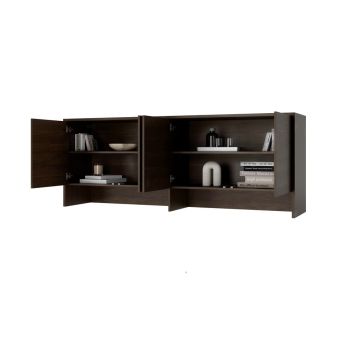 Bed Concept opzetkast 4-deurs 80H Bruin / Donker walnoot