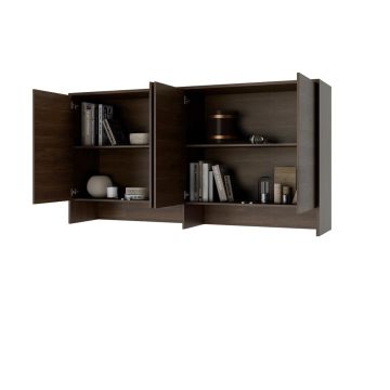 Bed Concept opzetkast 4-deurs 110H Bruin / Donker walnoot