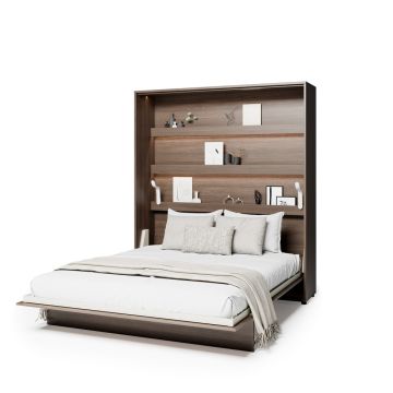 Opklapbed verticaal 180 x 200 Bruin / Donker walnoot Bed Concept 