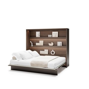 Opklapbed horizontaal 160 x 200 Bruin / Donker walnoot Bed Concept 
