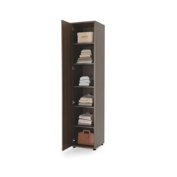 Bed Concept 1-deurs aanbouwkast D46 Bruin / Donker walnoot