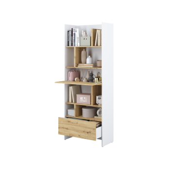 Bed Concept boekenkast breed H218 Wit - Ambachtelijk eik