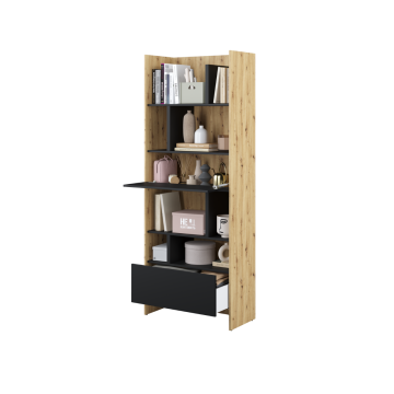 Bed Concept boekenkast breed H218 Ambachtelijk eik - Zwart