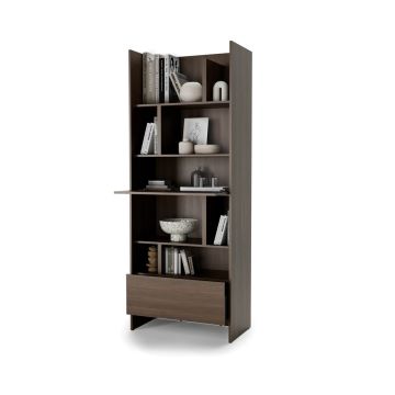 Bed Concept boekenkast breed H218 Bruin / Donker walnoot