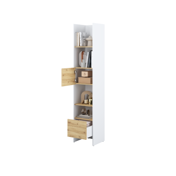 Bed Concept boekenkast smal H218 Wit - Ambachtelijk eik