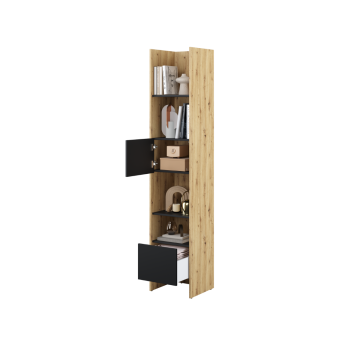 Bed Concept boekenkast smal H218 Ambachtelijk eik - Zwart