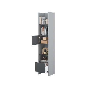 Bed Concept boekenkast smal H218 Grijs - Antraciet