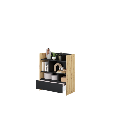 Bed Concept boekenkast breed H108 Ambachtelijk eik - Zwart