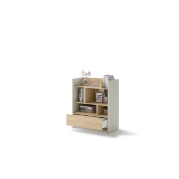 Bed Concept boekenkast breed H108 Cashmere - licht eik