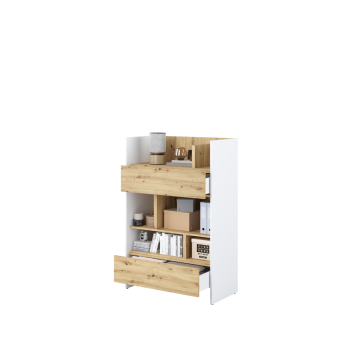 Bed Concept boekenkast breed H138 Wit - Ambachtelijk eik