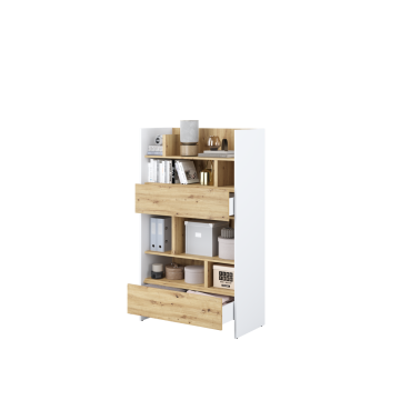 Bed Concept boekenkast breed H158 Wit - Ambachtelijk eik