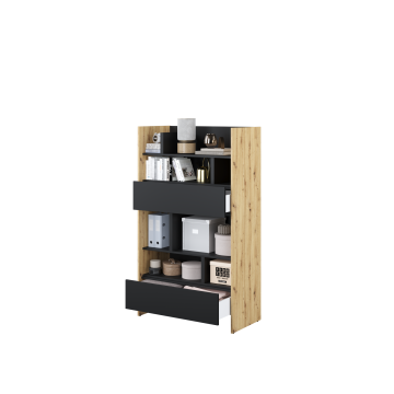 Bed Concept boekenkast breed H158 Ambachtelijk eik - Zwart