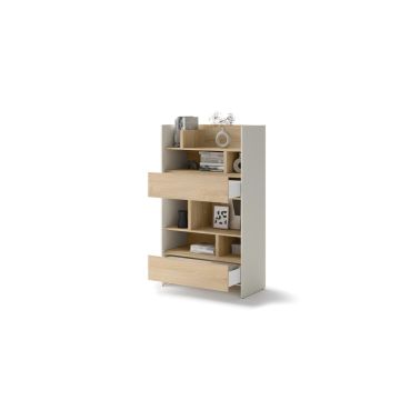 Bed Concept boekenkast breed H158 Cashmere - licht eik