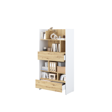 Bed Concept boekenkast breed H178 Wit - Ambachtelijk eik