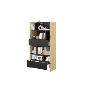 Bed Concept boekenkast breed H178 Ambachtelijk eik - Zwart
