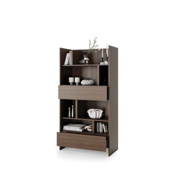 Bed Concept boekenkast breed H178 Bruin / Donker walnoot
