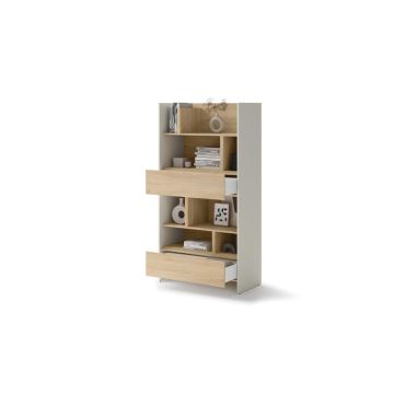 Bed Concept boekenkast breed H178 Cashmere - licht eik