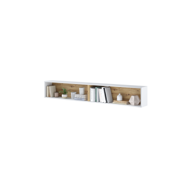Bed Concept open wandkast breed Wit - Ambachtelijk eik