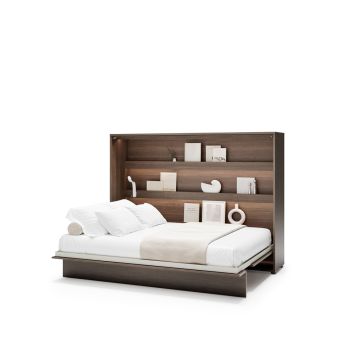 Opklapbed horizontaal 140 x 200 Bruin / Donker walnoot Bed Concept 