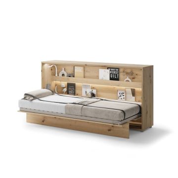 Opklapbed horizontaal 90 x 200 Ambachtelijke eik Bed Concept 
