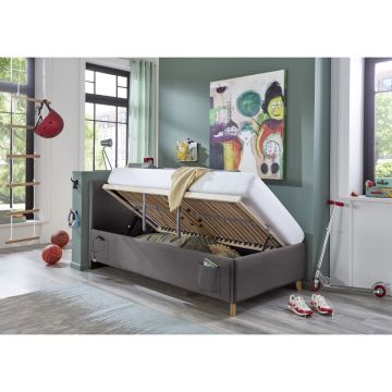 Gestoffeerd Opbergbed Cool 90 x 200 Antraciet