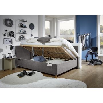 Gestoffeerd Opbergbed Cool 140 x 200 met rugleuning Antraciet