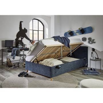 Gestoffeerd Opbergbed Fun 140 x 200 Donker Blauw
