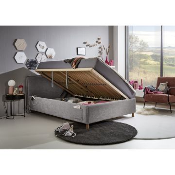 Gestoffeerd Opbergbed Fun 140 x 200 Antraciet