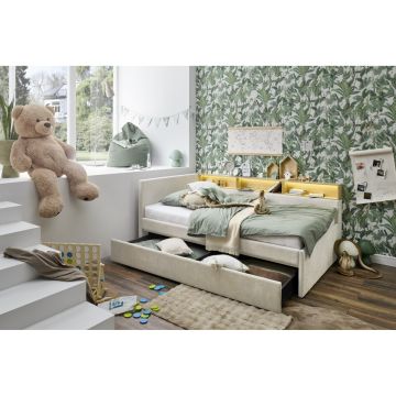 Gestoffeerd Opbergbed Uno 120 x 200 Beige/Eiken
