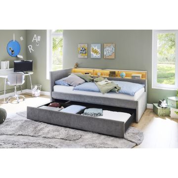 Gestoffeerd Opbergbed Uno 120 x 200 Grijs/Eiken