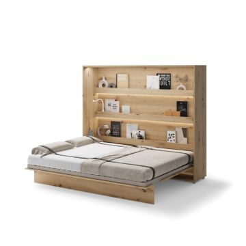 Opklapbed horizontaal 160 x 200 Ambachtelijke eik Bed Concept 
