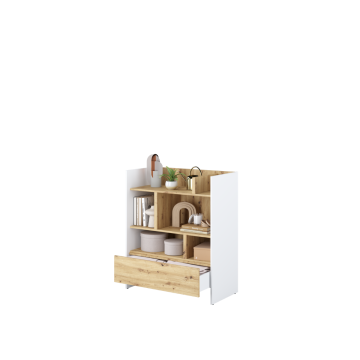 Bed Concept boekenkast breed H108 Wit - Ambachtelijk eik