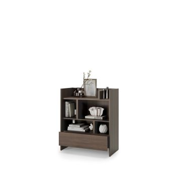 Bed Concept boekenkast breed H108 Bruin / Donker walnoot