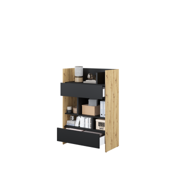 Bed Concept boekenkast breed H138 Ambachtelijk eik - Zwart