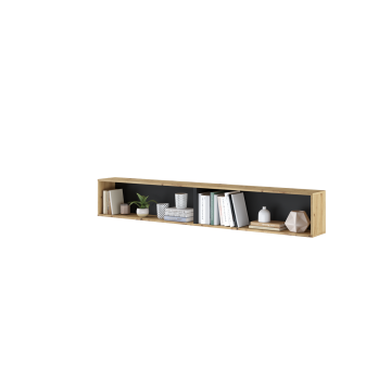 Bed Concept open wandkast breed Ambachtelijk eik - Zwart