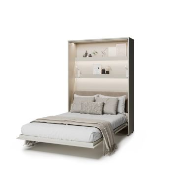 Elektrisch opklapbed 140 x 200 verticaal cashmere met beige hoofdbord