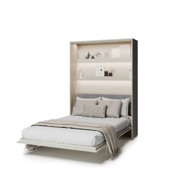 Elektrisch opklapbed 140 x 200 verticaal cashmere met grijs hoofdbord
