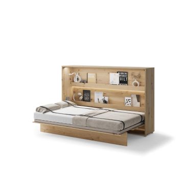 Opklapbed horizontaal 120 x 200 Ambachtelijke eik Bed Concept 