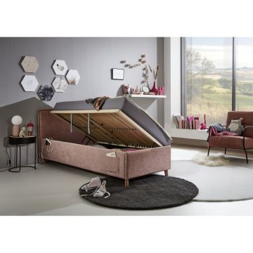 Gestoffeerd Opbergbed Fun 90 x 200 Oud-Roze