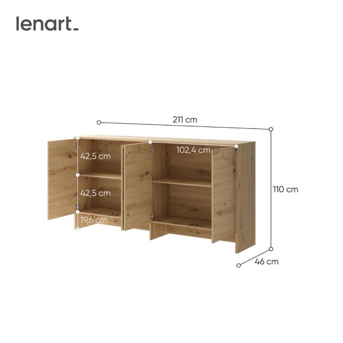 Bed Concept opzetkast 4-deurs 110H Ambachtelijk eik